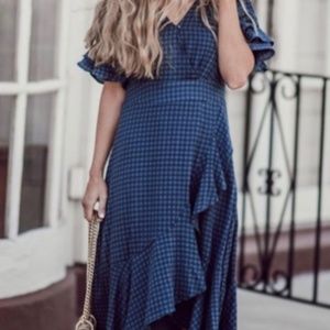 &merci Gingham Ruffle Midi Dress